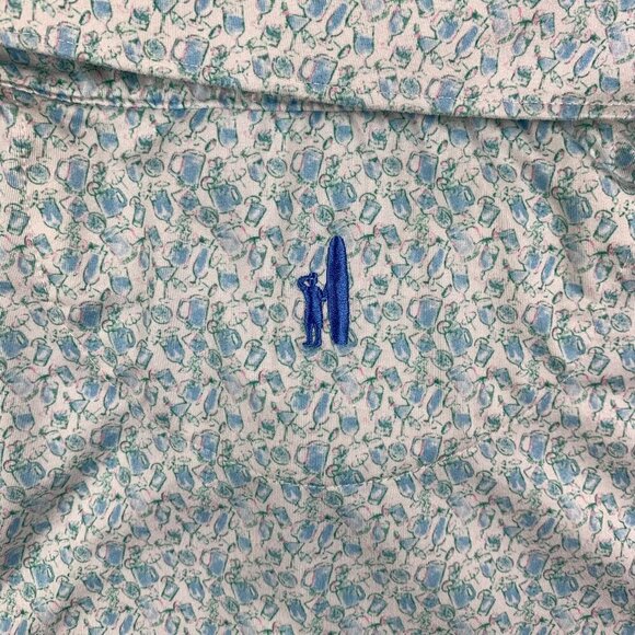 Johnnie-O Mens Shirt Large Malibu Blue Kilmer Polo Featherweight UPF50 Drinks - Picture 9 of 9
